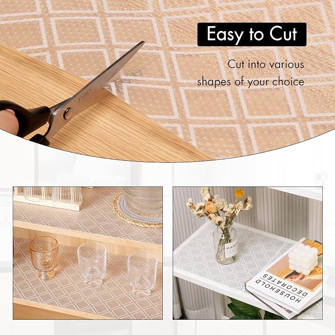Cooyes Shelf Liners for Kitchen Cabinets – Non Adhesive Drawer and Cabinet Liner, Waterproof and Oil-Proof Kitchen Cupboard Shelf Paper EVA Material Fridge Liner for Refrigerator – Modern Pattern - Image 4