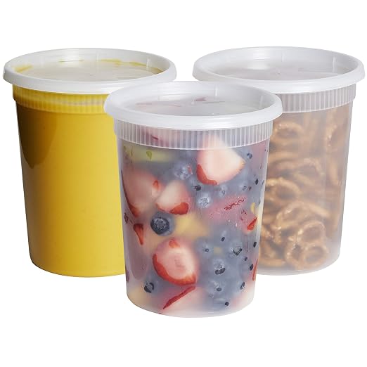 Microwavable Hot and Cold Translucent Plastic Deli Food Storage Container with Lid, 32-Ounce (24-Pack) by Unknown