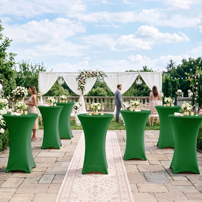 Cocktail Table Covers-Spandex Round High Top Table Cloths Party Green - Image 4