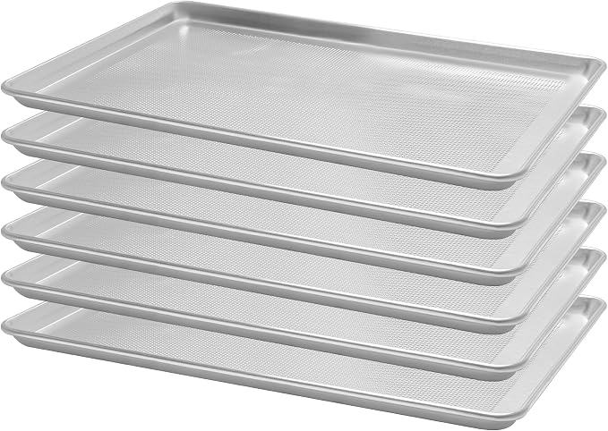 BIEAMA 6 Pack Full Size 18" x 26" Aluminum Baking Sheet Pan Perforated, Commercial Bakery Equipment Cookie Sheets, NSF Approved Baking Tray | Aluminum Commercial Bakery Equipment Cookie Sheets, NSF Approved Baking Tray by BIEAMA