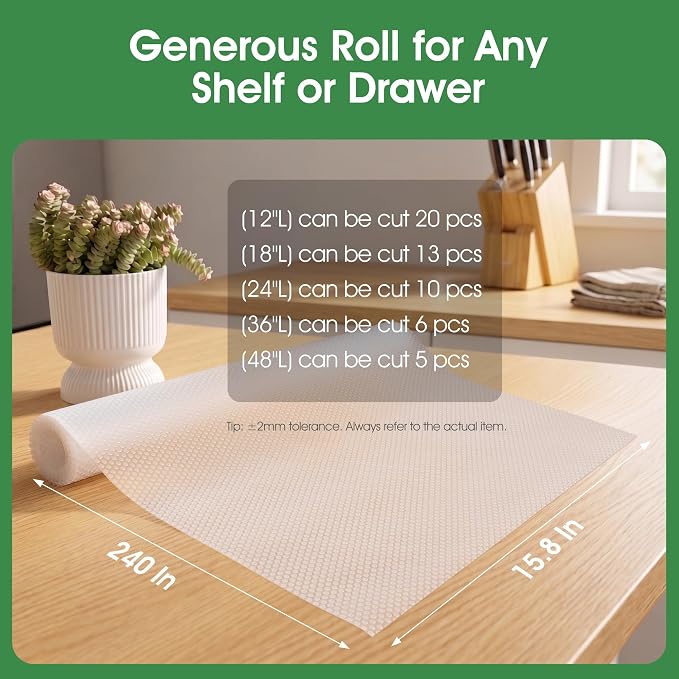 Shelf Liners for Cabinets Clear: 15.8" W x 240" L Drawer Liner for Kitchen - Image 9