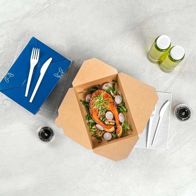 Restaurantware-Bio Tek 8.5 x 6.2 x 1.9 Inch Food Containers, 200 Durable Takeaway Boxes - Disposable, Sturdy, Frenchie Paper 49 Ounce Takeout Boxes, Rectangle, For Takeouts And Delivery, Or Picnics - Image 7
