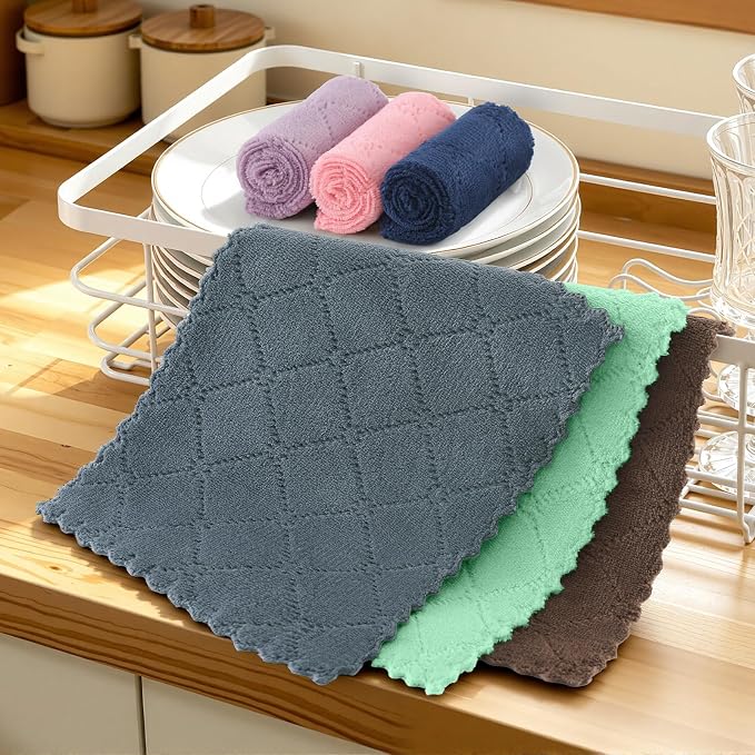 Homaxy Super Soft Absorbent 12 Pack Coral Velvet Dish Cloths, 7" x 9" - Image 6