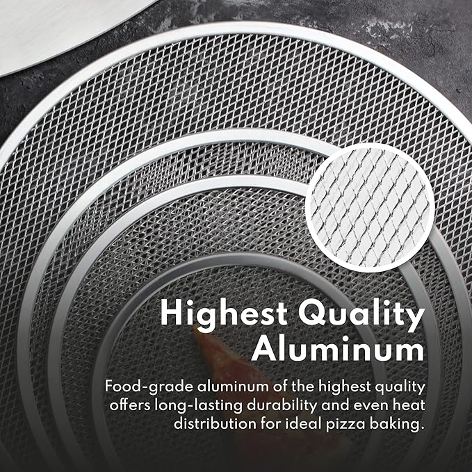 New Star Foodservice Seamless Aluminum Pizza Baking Screens, 20 Inch Round Mesh Pizza Pans for Crispy Crusts, Restaurant-Grade, Pack of 6 - Image 6