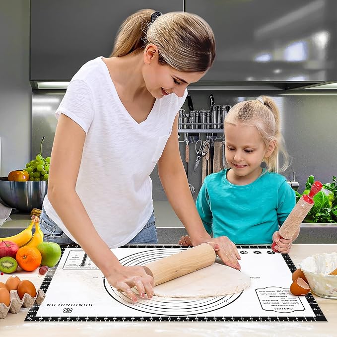 DANIA & DEAN 36"x24" Large Durable Silicone Baking Mat for Pastry and Bread | Non-Slip & Non-Stick Mat with Measurements, for Pizza, Pie Crust, Dough Rolling, Pasta & Sourdough, Reusable Counter Sheet - Image 7