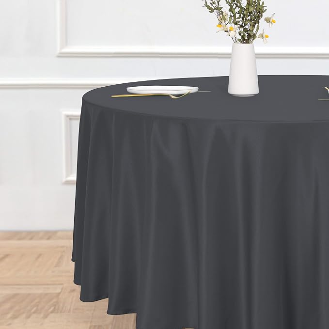 sancua Round Tablecloth, 120 Inch, Grey - Image 2