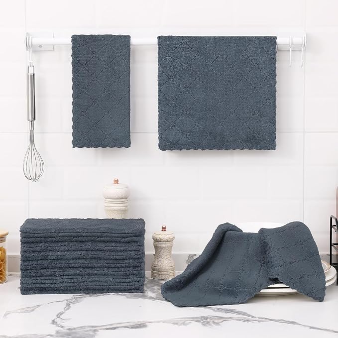 Homaxy 24 Pack Super Soft Absorbent Dish Towels, 10" x 20", Dark Grey - Image 6