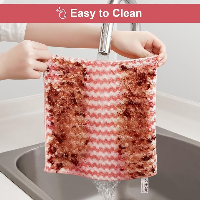 JOYMOOP 54 Packs Microfiber Cleaning Cloths, 10" x 10" Kitchen Towels – Reusable Cleaning Rags, Lint-Free, Super Absorbent Cleaning Cloths for Kitchen, Car, and Household Cleaning, Pink - Image 5