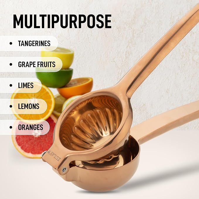 Zulay Extra Large Lemon Squeezer Stainless Steel - Easy Squeeze Heavy Duty Lemon Juicer Hand Press - Ergonomic Citrus Squeezer & Fruit Juicer for Small Oranges, Lemons, & Limes - Image 5