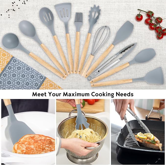 19PCS Gray Kitchen Cooking Utensils Set Kitchen Tools Set - Image 3