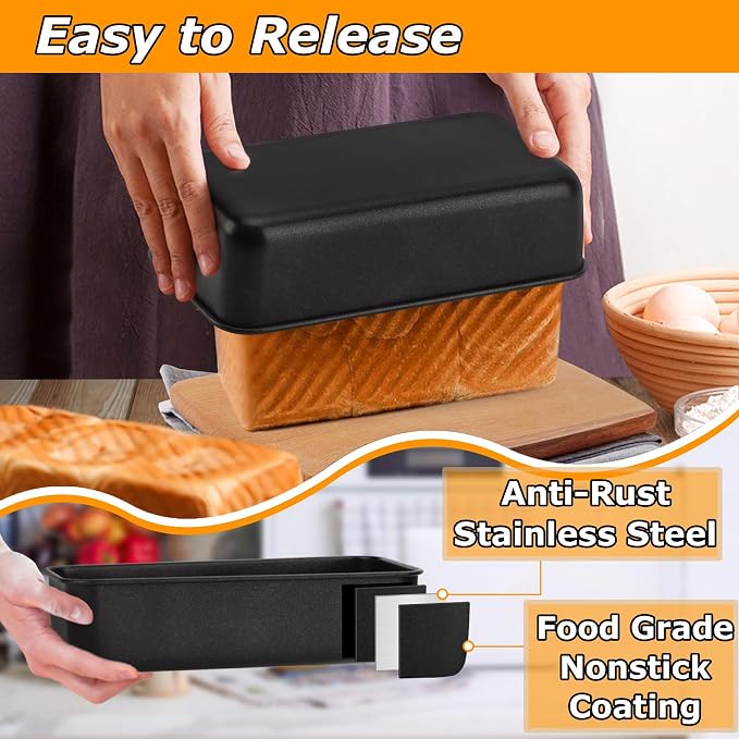LIANYU 4 Pack Nonstick Loaf Bread Pan for Baking, 9x5 Inch Bread Loaf Baking Pan, Stainless Steel Meatloaf Pan Tin for Homemade, Dishwasher Safe - Image 4