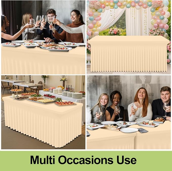 Smiry 2 Pack Spandex Elastic Fitted Table Cloth Skirt for 8FT Table - Image 7