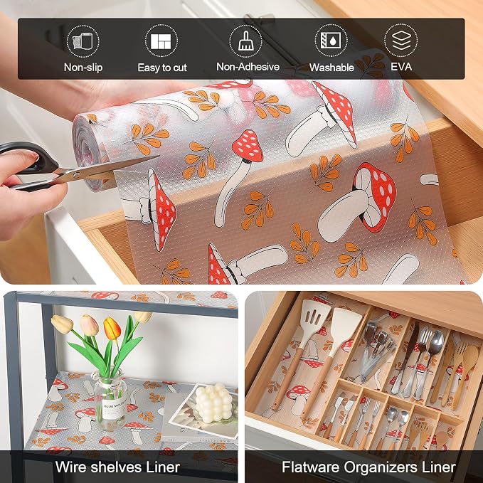 Cooyes Shelf Liner – Non-Slip Cabinet & Drawer Liner for Kitchen – Non-Adhesive Waterproof Shelf Paper with Modern Pattern – Durable EVA Cabinet Mat – Easy to Cut (Burgundy,23.6" W x 118" L) - Image 5
