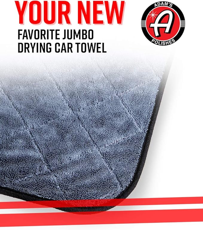 Adam's Polishes Jumbo Plush Drying Towel 33 x 29 inches 1500 GSM - Absorbent Microfiber (1 Pack), White - Image 2