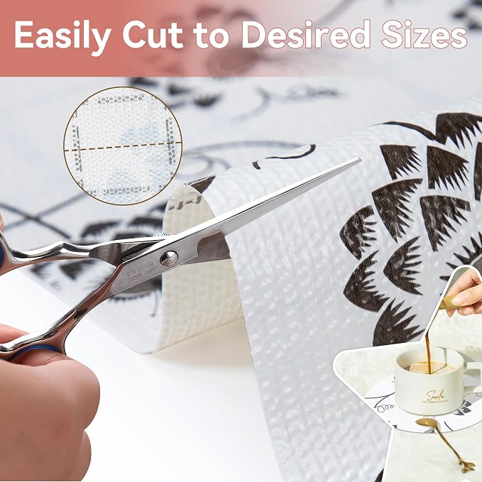 Shelf Liner 12In x 10FT Non Adhesive Pantry Liner Black White Floral Leaves - Image 5