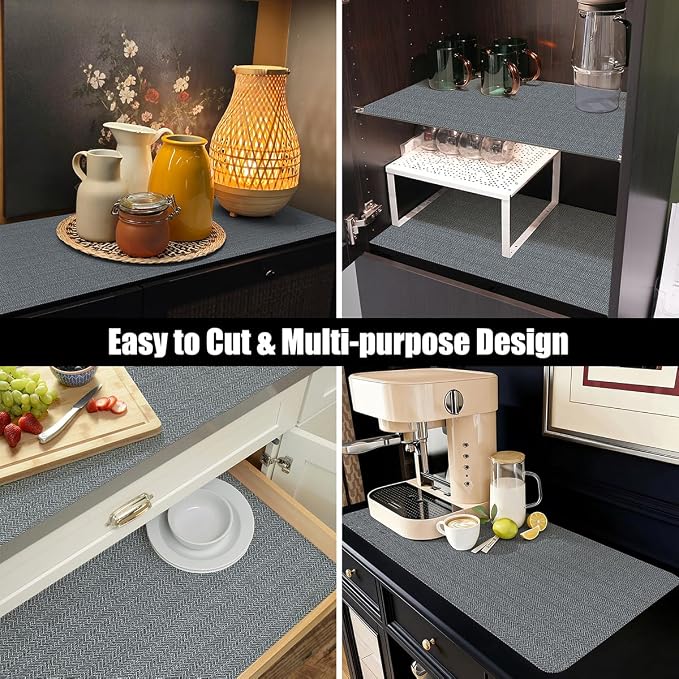 Grey Shelf Liner for Kitchen Cabinets Non-Adhesive 15.7IN x 10FT - Image 6