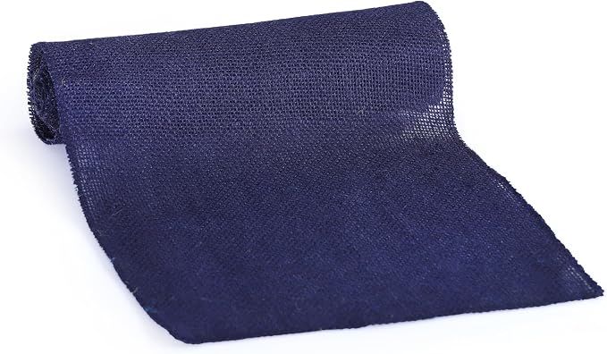 MDS® Pack of 12 Natural Burlap Table Runner, 12 x 108 Inch, Jute Rustic Farmhouse Boho Table Decor for Wedding Reception, Dining Table, Bridal Shower, Baby Shower & Party Decorations - Navy Blue - Image 4