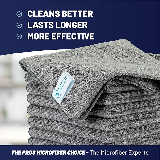 MW Pro Microfiber Cleaning Cloth | Gray | 36 Pack | 16” x 16” | All Purpose Microfiber Towels - Clean, Dust, Polish, Scrub, Absorbent - Image 2