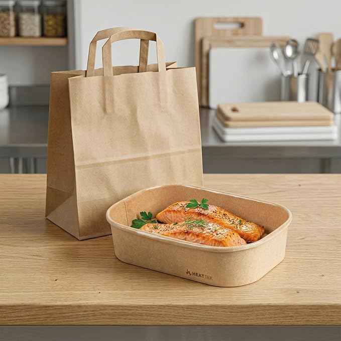 Restaurantware Microwaveable Takeout Container 25 Count 16.9 Ounces Paper Oven-Safe Food Box Meal Prep Sturdy Design Kraft - Image 3