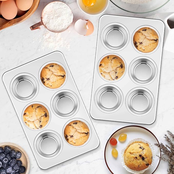 Homikit 1 Pack Stainless Steel Muffin Pan, 6-Cup, Regular Size, Non Toxic | Metal Cupcake Tray for Toaster Oven, Muffin Baking Tins for Egg Bites, Nonstick, Rust Free, Easy Release, Dishwasher Safe - Image 9