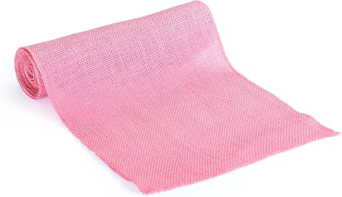 MDS® Pack of 25 Natural Burlap Table Runner, 12 x 72 Inch, Jute Rustic Farmhouse Boho Table Decor for Wedding Reception, Dining Table, Bridal Shower, Baby Shower & Party Decorations - Pink - Image 4