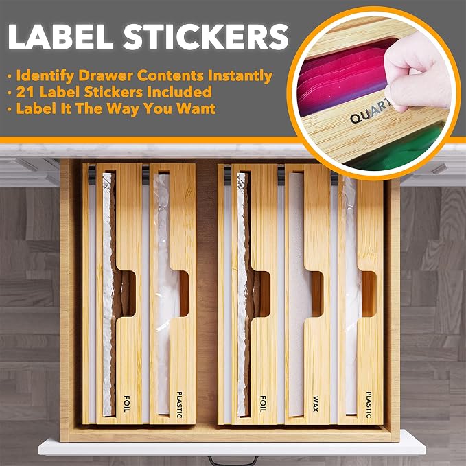 SpaceAid WrapNeat 4 in 1 Wrap Dispenser with Cutter and Labels, SpaceAid WrapNeat 2 in 1 Wrap Organizer with Cutter and Labels - Image 6
