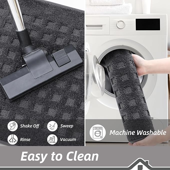 BEQHAUSE Dirt Trapper Door Mats 24"x36", Non Slip Washable, Dark Grey - Image 6