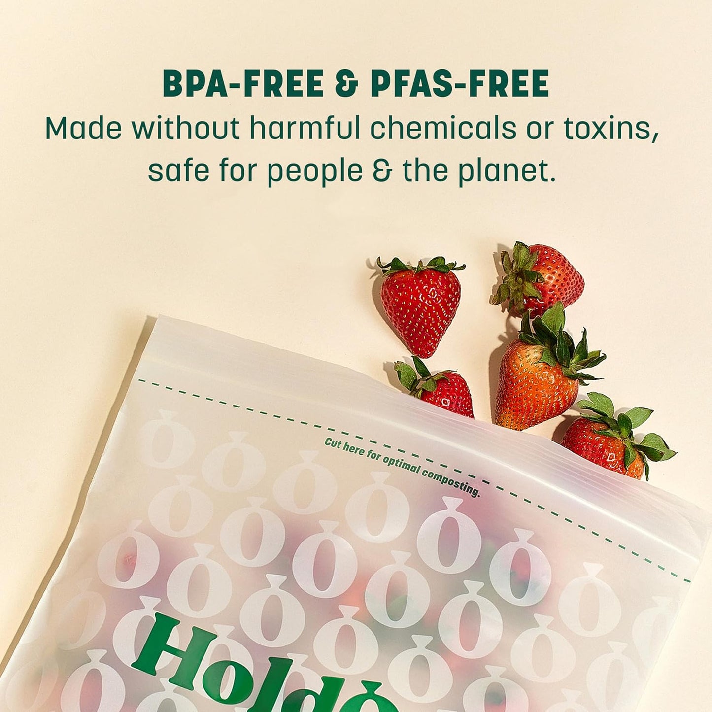 HoldOn Zipseal Gallon Bags - Compostable, PFOA-Free, BPA-Free, Food-Safe Zip Seal Food Storage Bags/Freezer-Safe Gallon Bags With Secure Seal for Home & Travel (2-pack, 50 bags total)