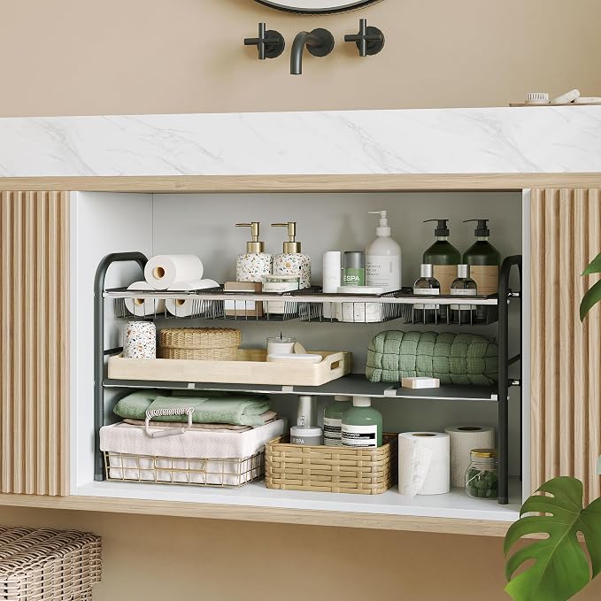 Under Sink Organizers and Storage,Expandable under cabinet organizer Shelf - Image 6