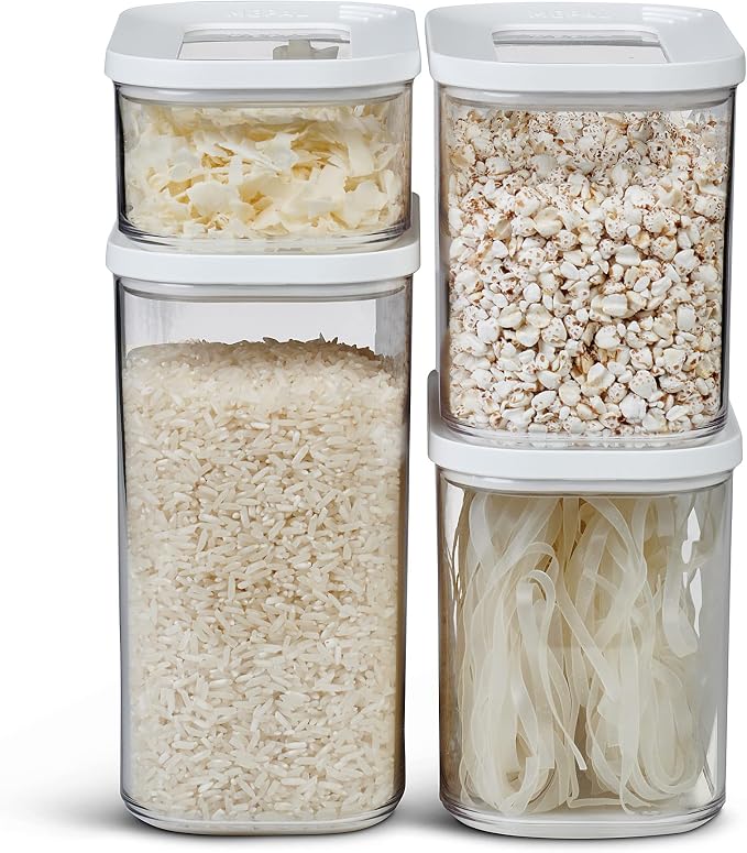 Mepal Food Storage Container 4-Piece Set - Food Containers - Kitchen Container & Organizer - Stackable & Airtight Food Storage Container - 2x 1000 ml, 1x 1500 ml & 1x 425 ml- White by MEPAL