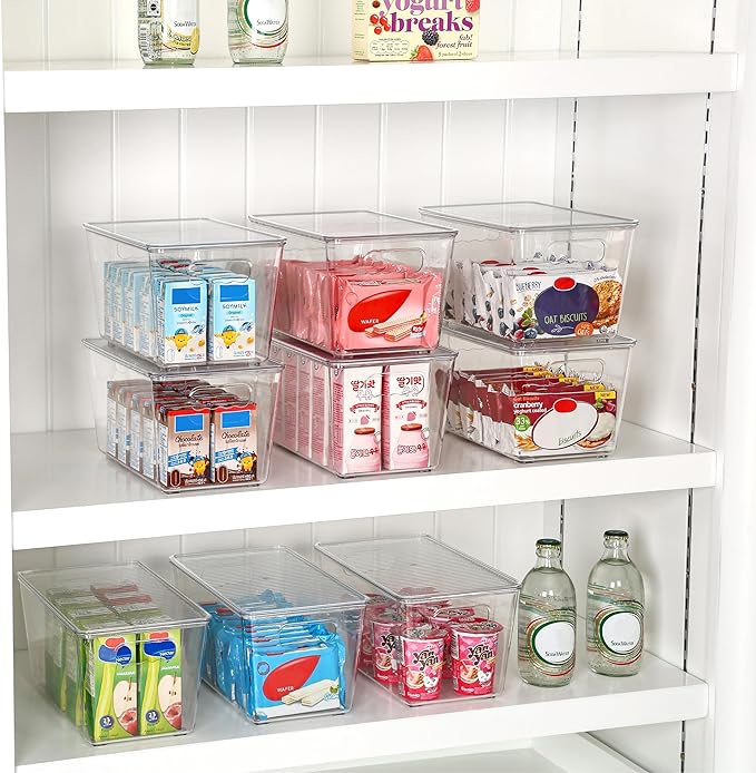 Vtopmart 1 Pack Clear Stackable Storage Bins with Lids and Handles, Medium | BPA-free Plastic, Organize Vertically, For Pantry Kitchen Fridge Cabinet Closet Bathroom, Built to Last, Easy to Move - Image 3