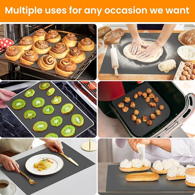 Silicone Baking Mat Roll- Cut To Size Silicone Mat - Reusable Baking Mat, Silicone Pastry Mats for Rolling Dough, Non Stick Food Grade Silicone Sub Mat Roll, Kitchen Counter Mat - Image 6