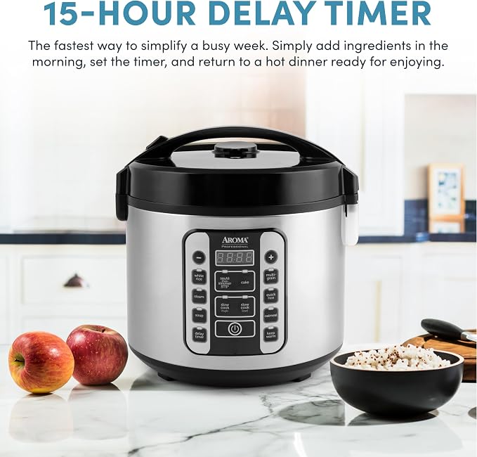 Aroma Housewares AROMA® Professional 20-Cup (Cooked) / 5Qt. Digital Rice Cooker, Steamer, and Slow Cooker Pot with 10 Smart Cooking Modes, Including Sauté-then-Simmer® - Image 3