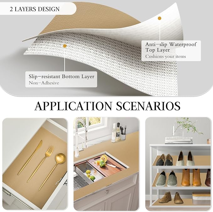 Beautysaid Shelf and Drawer Liner for Kitchen Cabinet Non Adhesive Non Slip - Image 3