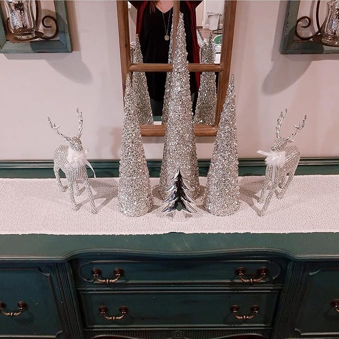 White Sequin Table Runner 6 Pack, 12''x72 Glitter Table Runner - Image 5