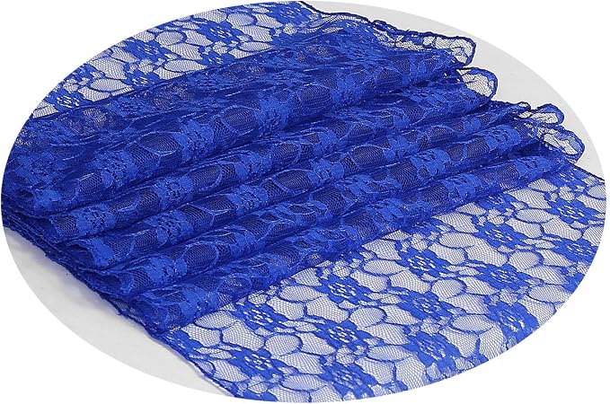 VDS Pack of 25 Floral Lace Table Runners Centerpiece Cloth Linen for Wedding Bithday Graduation Engagement Ceremony Events Party Banquets Table Decoration (12x108 inch) (Royal Blue) - Image 2