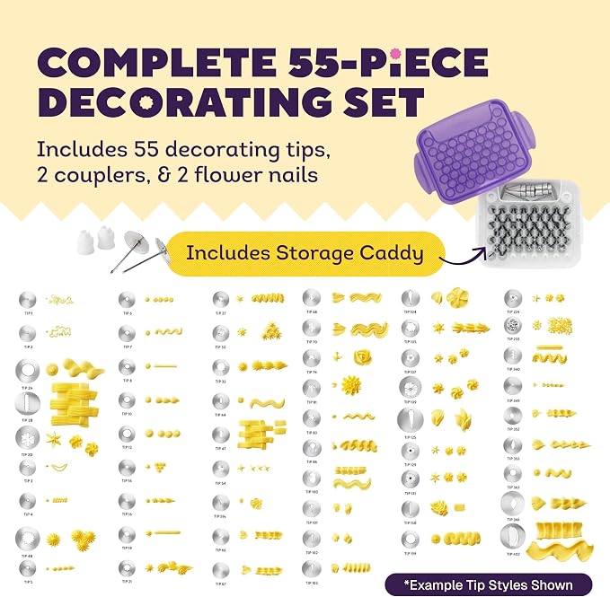 Wilton Master Cake Decorating Piping Tips Set, 55-Piece with Case | 55-Piece Stainless Steel Tip Set with Storage Case for Piping Rosettes, Stars, Leaves & Borders on Cakes & Cupcakes - Image 7
