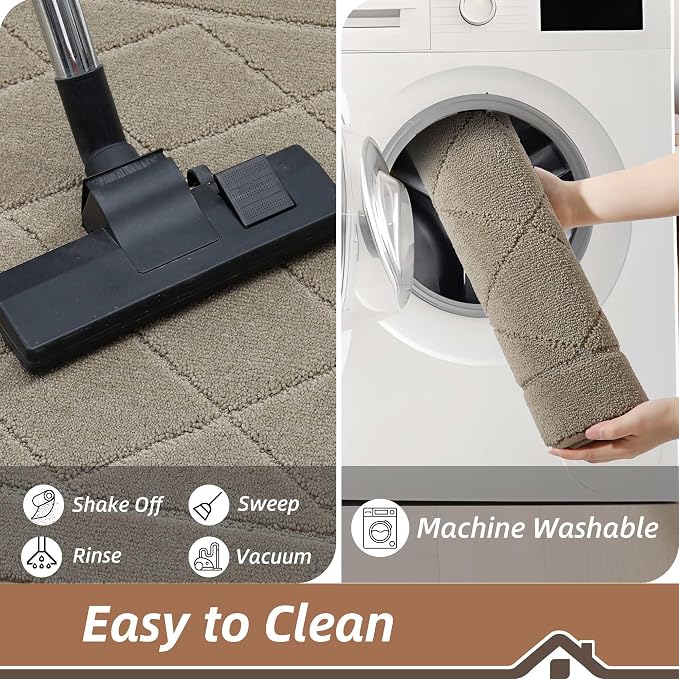 BEQHAUSE Dirt Trapper Door Mat 24" x 36", Doormat Non-Slip, Beige - Image 6
