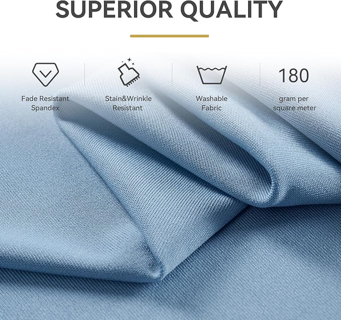 Spandex Tablecloth 6FT Rectangle Table Cover 6 Pcs Dusty Blue Wrinkle-Free - Image 4