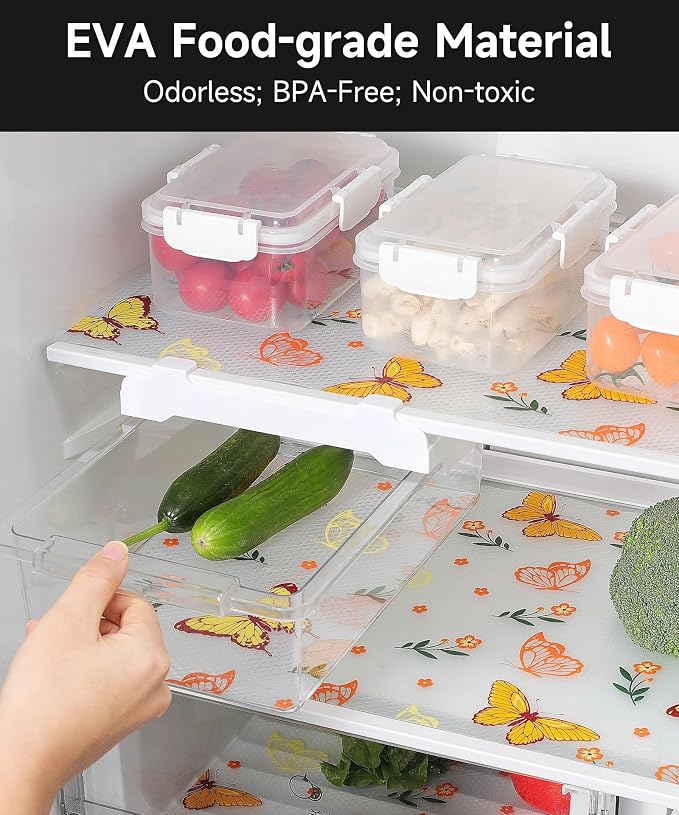 Cooyes Shelf & Drawer Liner for Kitchen Cabinets Non-Adhesive, Waterproof and Washable EVA Shelf Paper, Protect & Decorate Dresser, Bathroom, and Cupboards (Colorful Butterfly, 17.5" W x 78.7" L) - Image 9