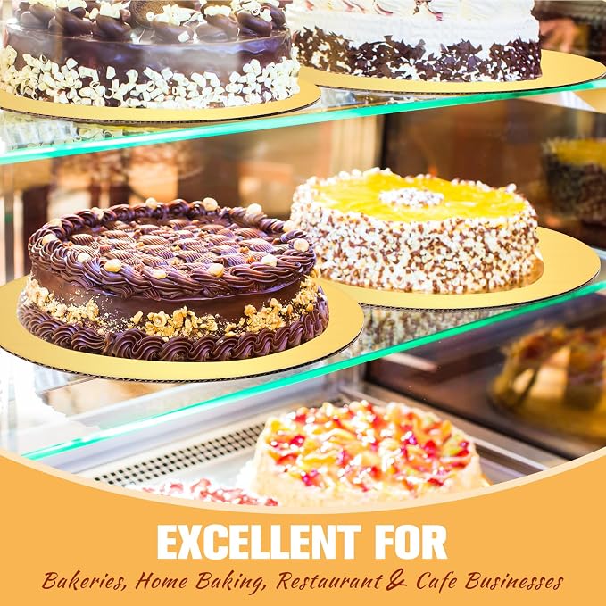 Potchen 100 Pack 12 Inches Round Cake Boards Cardboard, Gold - Image 6
