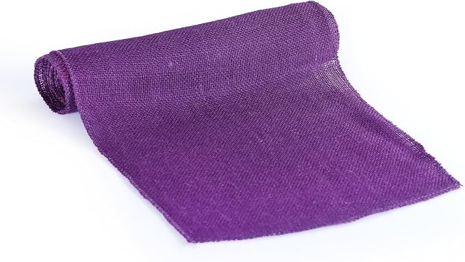 MDS® Pack of 12 Natural Burlap Table Runner, 12 x 108 Inch, Jute Rustic Farmhouse Boho Table Decor for Wedding Reception, Dining Table, Bridal Shower, Baby Shower & Party Decorations - Cadbury Purple - Image 4