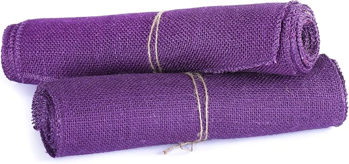 MDS® Pack of 12 Natural Burlap Table Runner, 12 x 108 Inch, Jute Rustic Farmhouse Boho Table Decor for Wedding Reception, Dining Table, Bridal Shower, Baby Shower & Party Decorations - Cadbury Purple - Image 5