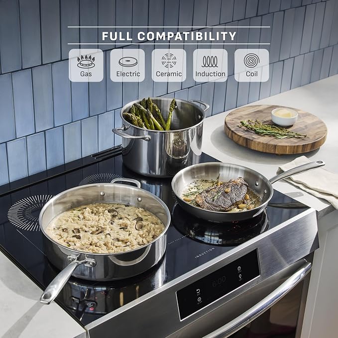 T-fal Pro Tri-Ply Stainless Steel, 12 Piece Pots and Pans Set - Image 7