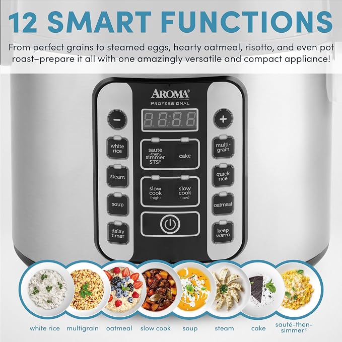 Aroma Housewares AROMA® Professional 20-Cup (Cooked) / 5Qt. Digital Rice Cooker, Steamer, and Slow Cooker Pot with 10 Smart Cooking Modes, Including Sauté-then-Simmer® - Image 4