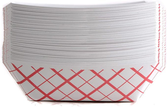 700ct Disposable Paper Food Tray (1/4 LB) - Red Check Food Tray, USA MADE, Recyclable, Biodegradable, Compostable, Great for Picnics, Carnivals, Party, Camping, BBQ, Restaurants, Fries (0.25lb) by EcoQuality