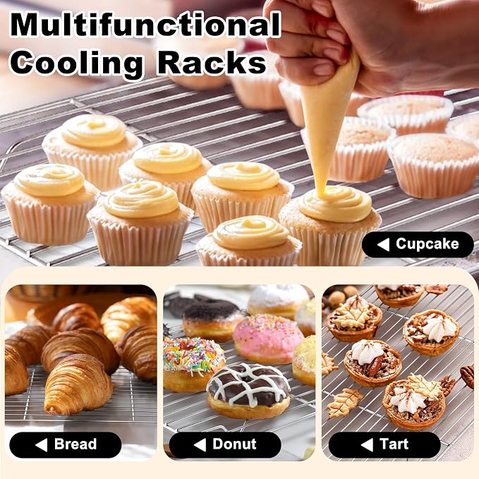 TeamFar Baking Sheet with Rack Set, 3 Pans + 3 Racks, 19.6/16/12.5 Inch | Stainless Steel Cookie Sheets Baking Pans Trays and Cooling Racks for Cooking, Non-Toxic & Heavy Duty, Dishwasher Safe - Image 7