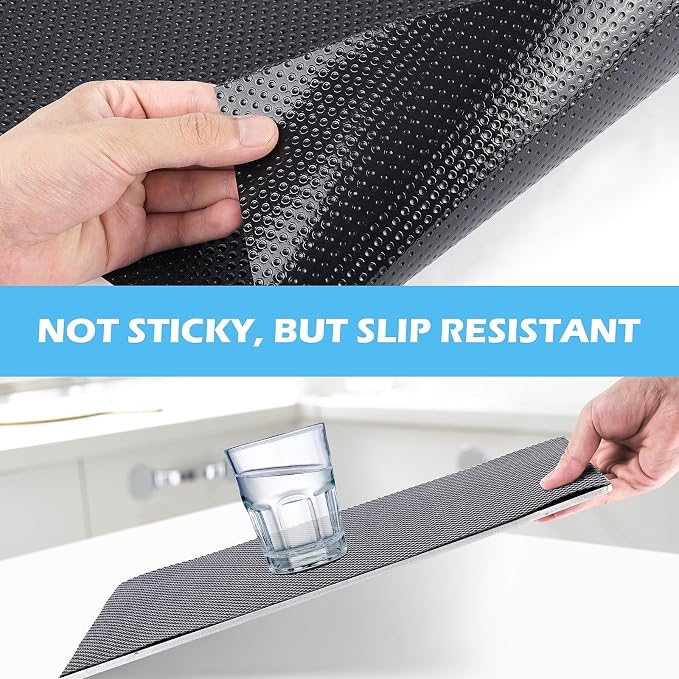 Drawer Liners, Waterproof Shelf Liner, Anti-Slip Non-Adhesive BPA Free Kitchen Cupboard Cabinet Liner Refridge Fridge Mats Sink Protector Strong Durable for Home (Black/19.7in x 20Ft) - Image 3