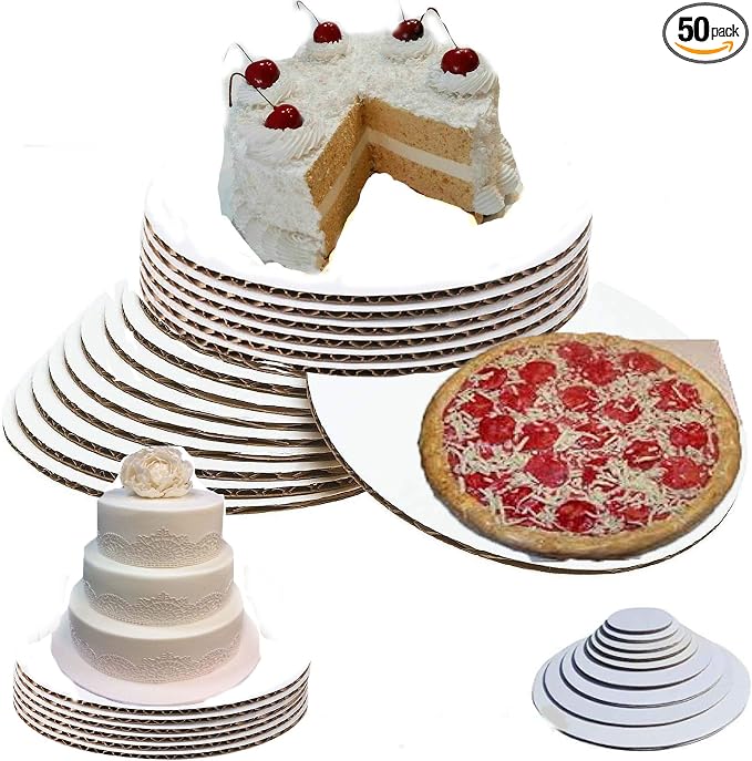 (Pack of 50) 14 inch cake board round cake circles 14 inch cardboard base pizza cardboard rounds boards circle white bulk by pizety
