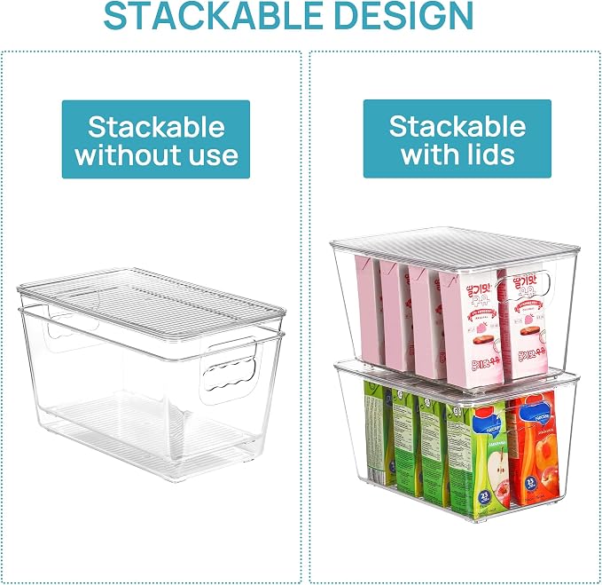 Vtopmart 1 Pack Clear Stackable Storage Bins with Lids and Handles, Medium | BPA-free Plastic, Organize Vertically, For Pantry Kitchen Fridge Cabinet Closet Bathroom, Built to Last, Easy to Move - Image 7